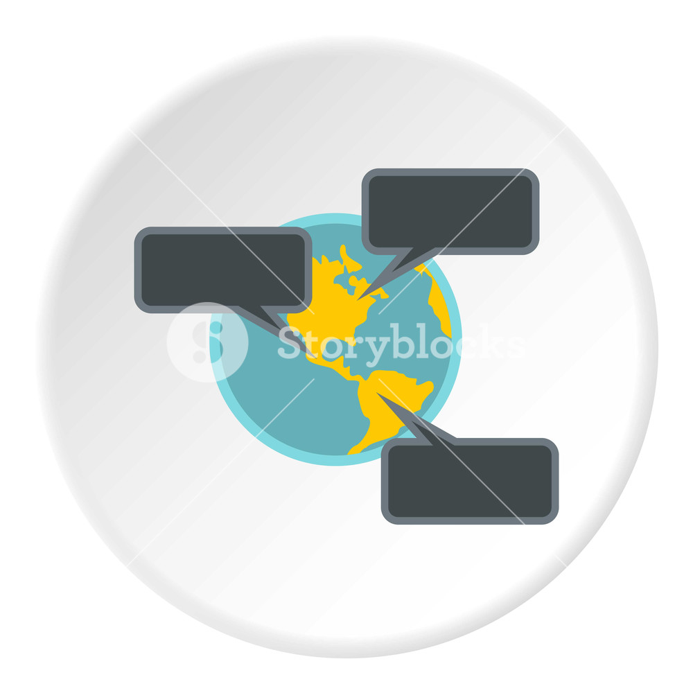 1000x1000 Online Chat Around The World Icon In Flat Circle Isolated Vector