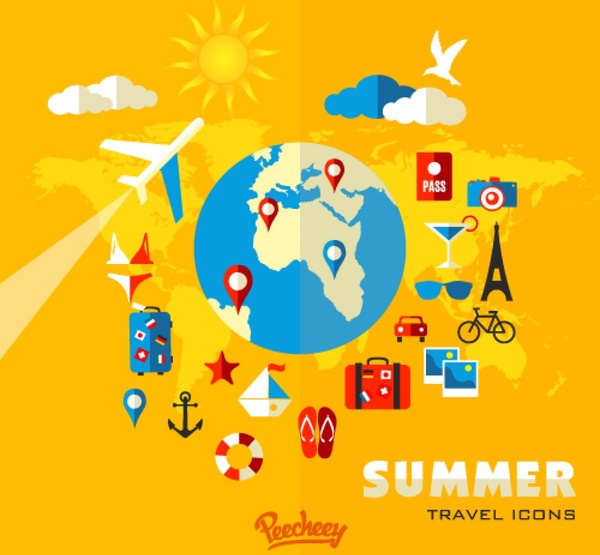 600x555 Travel Around The World Icons Collection Free Vector In Adobe