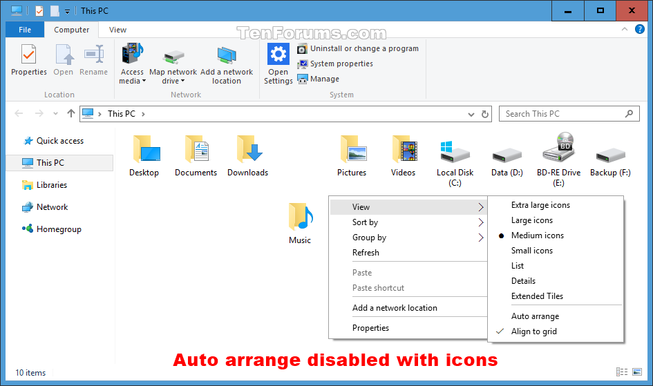 945x559 Enable Or Disable Auto Arrange In Folders In Windows Tutorials