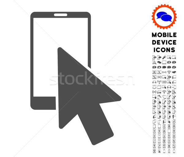 600x512 Smartphone Arrow Pointer Icon With Set Vector Illustration