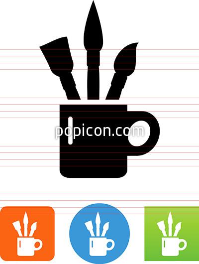 400x530 Art Brushes In Cup Icon