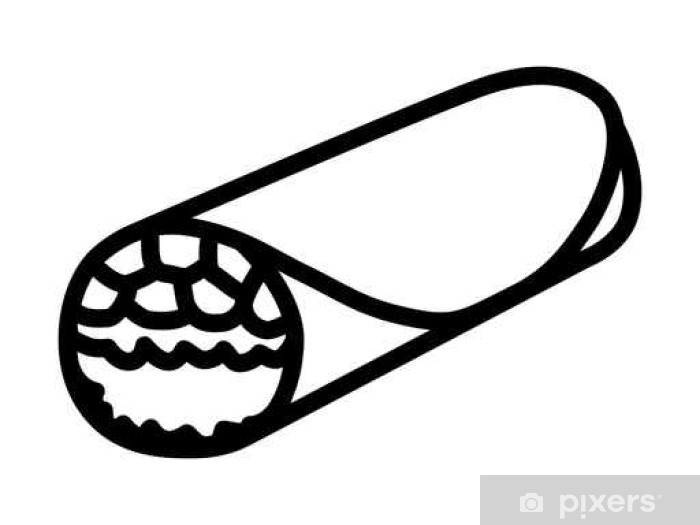 700x525 Mexican Food Burrito Wrap With Meat And Rice Line Art Icon