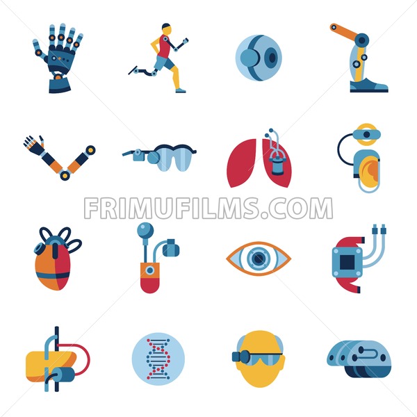 600x600 Digital Vector Bionics And Artificial Intelligence Icon Set