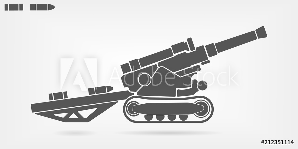 1000x500 Photo Art Print Artillery Flat Vector Icon