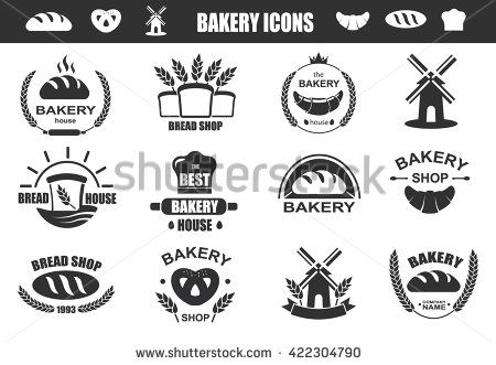 450x331 Bakery Logos With Fresh Bread, Pretzel, Loaf And Mill Vector