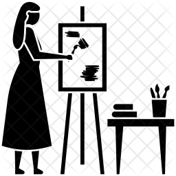 256x256 Female Painting Artist Icon Of Glyph Style