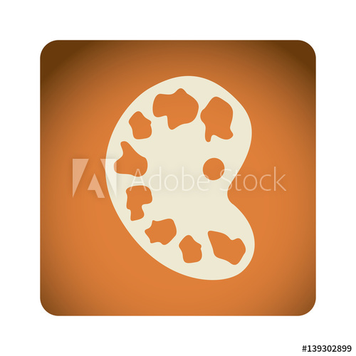 500x500 Orange Emblem Artist Palette Icon, Vector Illustraction Design