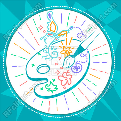 400x400 Artist Palette With Brush And Paints Icon In Linear Style Vector