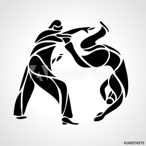 500x500 Judo Fighters Round Pictogram Or Logo Martial Arts Icon