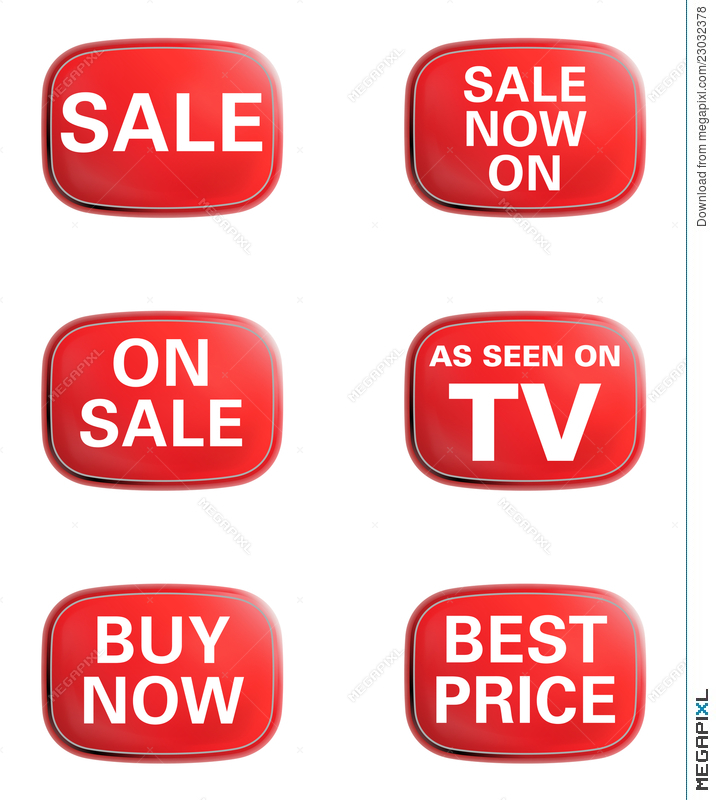 716x800 As Seen On Tv, Sale Advertising Icon Set Illustration