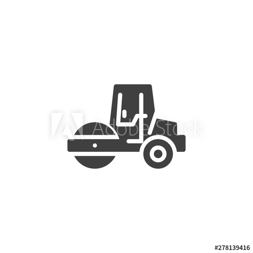 500x500 Road Roller Vector Icon Filled Flat Sign For Mobile Concept