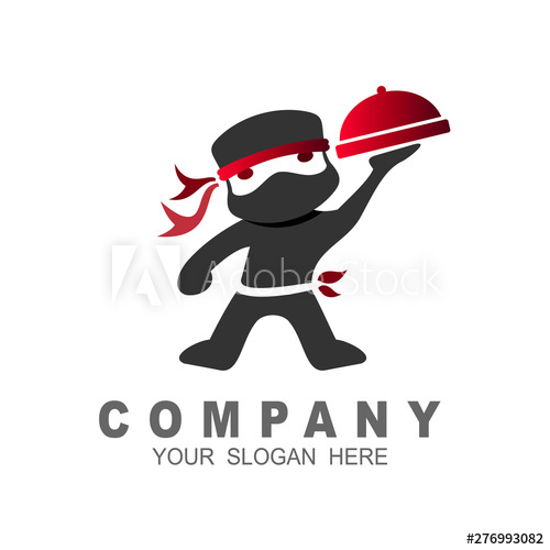 Restaurant Logo With Ninja, Assassn Vector Design 500x500 Restaurant Logo With Ninja, Assassn Vector Design