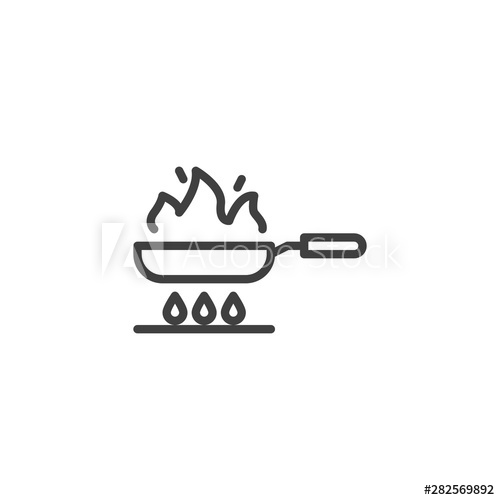 Frying On Fire Line Icon Frying Pan On Gas Stove Linear Style 500x500 Frying On Fire Line Icon Frying Pan On Gas Stove Linear Style