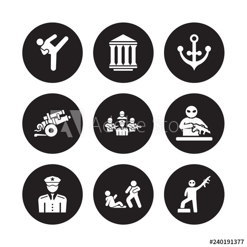 500x500 Vector Icon Set Combat, Federal Agency, Officer, Guerrilla