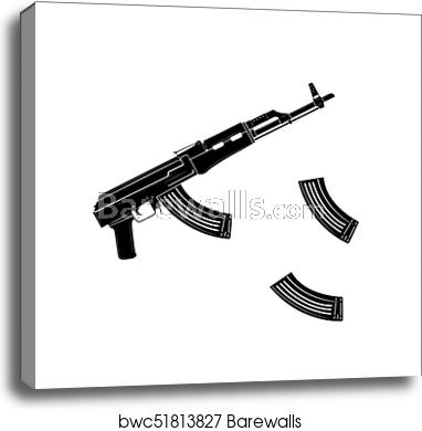 Vector Kalashnikov Assault Rifle Icon Isolated On White Background 382x390 Vector Kalashnikov Assault Rifle Icon Isolated On White Background
