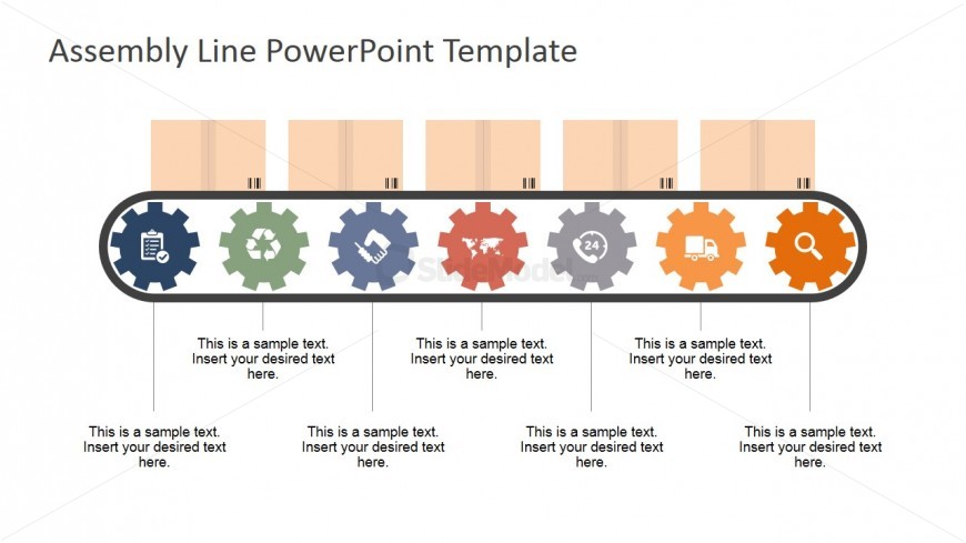 870x489 Gears And Icons Shapes For Powerpoint In Assembly Line
