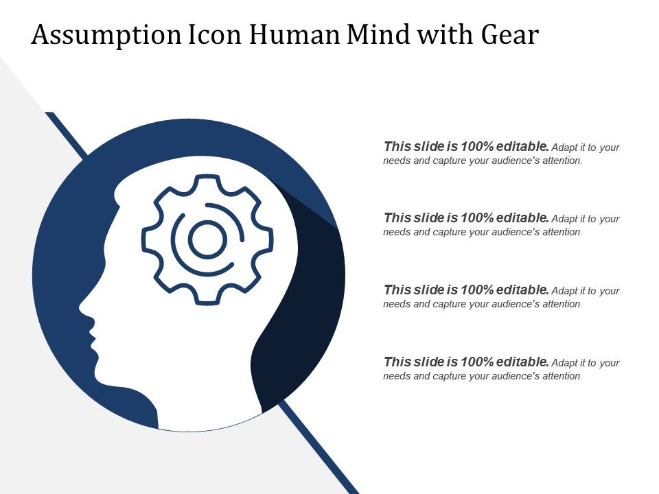 960x720 Assumption Icon Human Mind With Gear Powerpoint Presentation