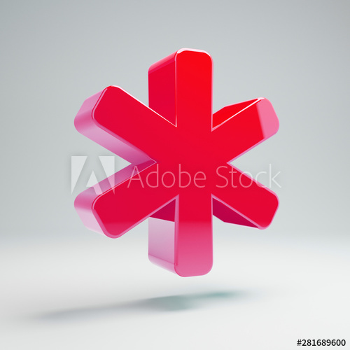 500x500 Volumetric Glossy Hot Pink Asterisk Icon Isolated On White