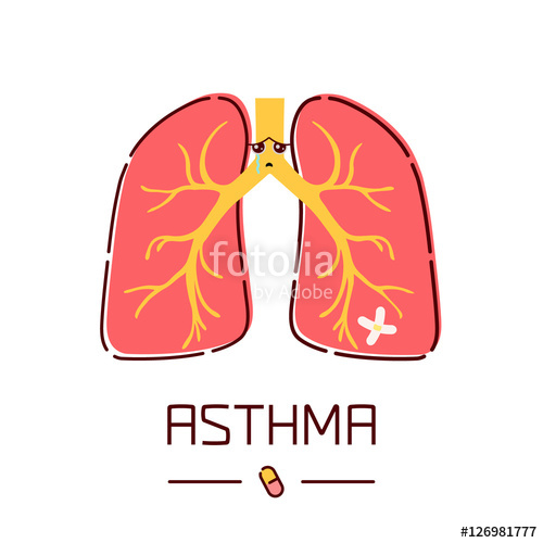Asthma Awareness Poster With Sad Cartoon Lungs On White Background 500x500 Asthma Awareness Poster With Sad Cartoon Lungs On White Background