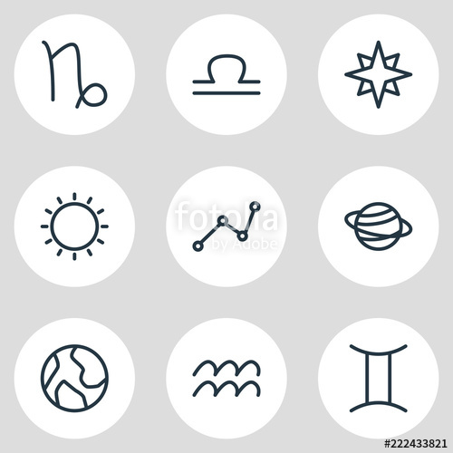500x500 Vector Illustration Of Astrology Icons Line Style Editable Set