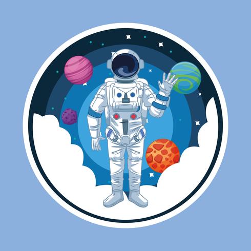 490x490 Astronaut In The Galaxy Cartoon Round Icon