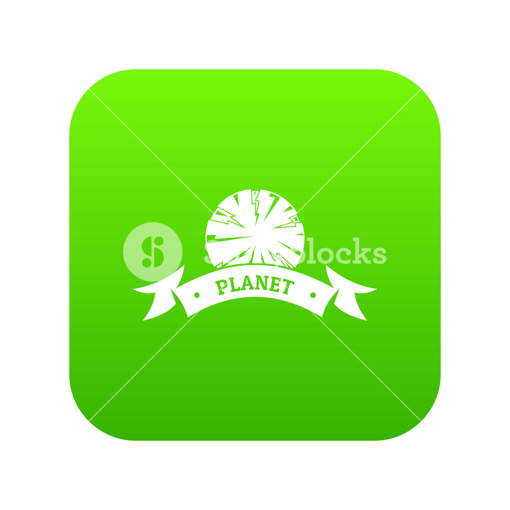 1000x1000 Planet Astronomy Icon Green Vector Isolated On White Background