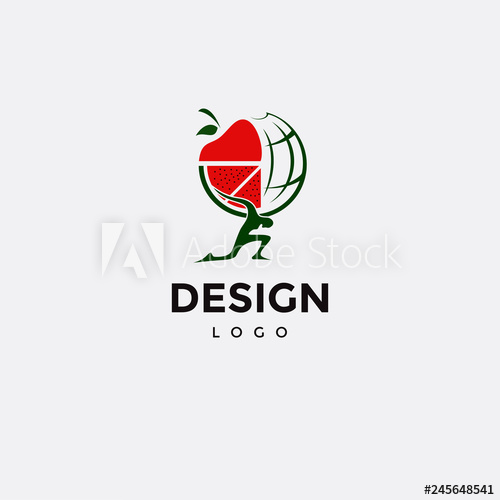 500x500 Vector Logo Design, Atlas Icon Carrying Fruits