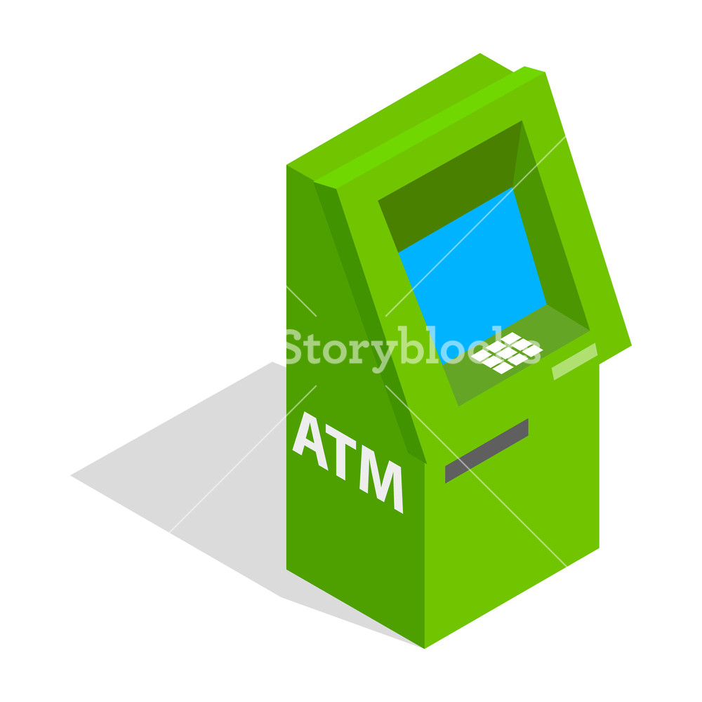 1000x1000 Atm Icon In Isometric Style Isolated On White Background