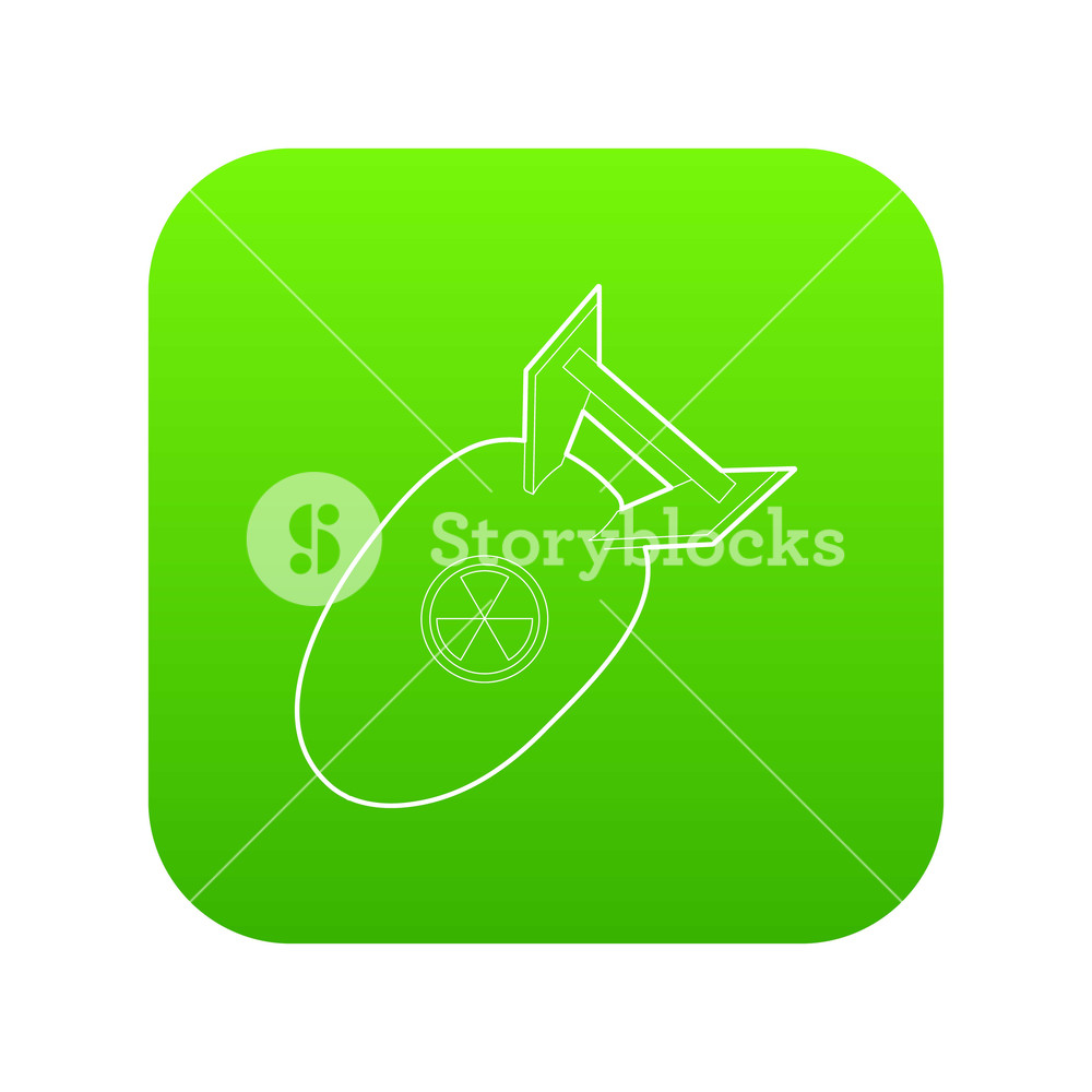 1000x1000 Atomic Bomb Icon Green Vector Isolated On White Background Royalty