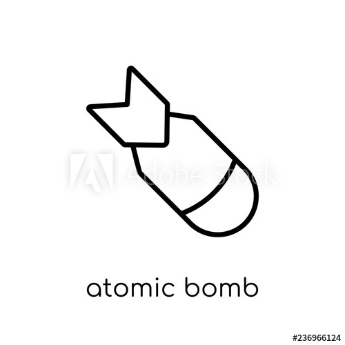 500x500 Atomic Bomb Icon Trendy Modern Flat Linear Vector Atomic Bomb
