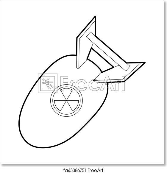 561x581 Free Art Print Of Atomic Bomb Icon, Outline Style Atomic Bomb