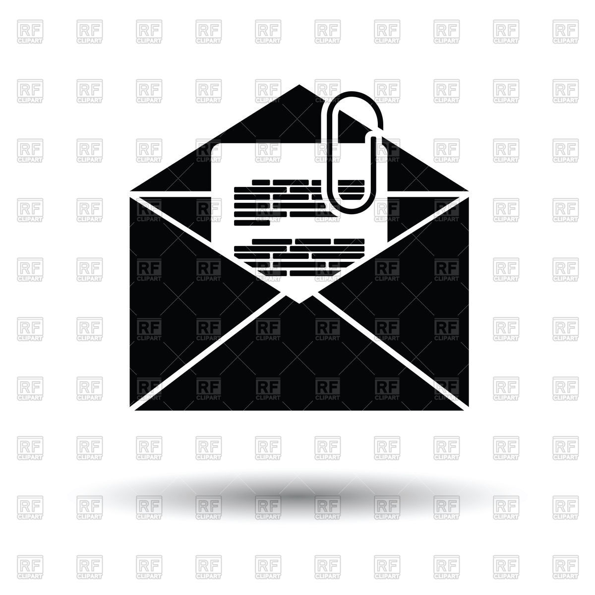 1200x1200 Mail With Attachment Icon With Shadow Vector Image Of Icons