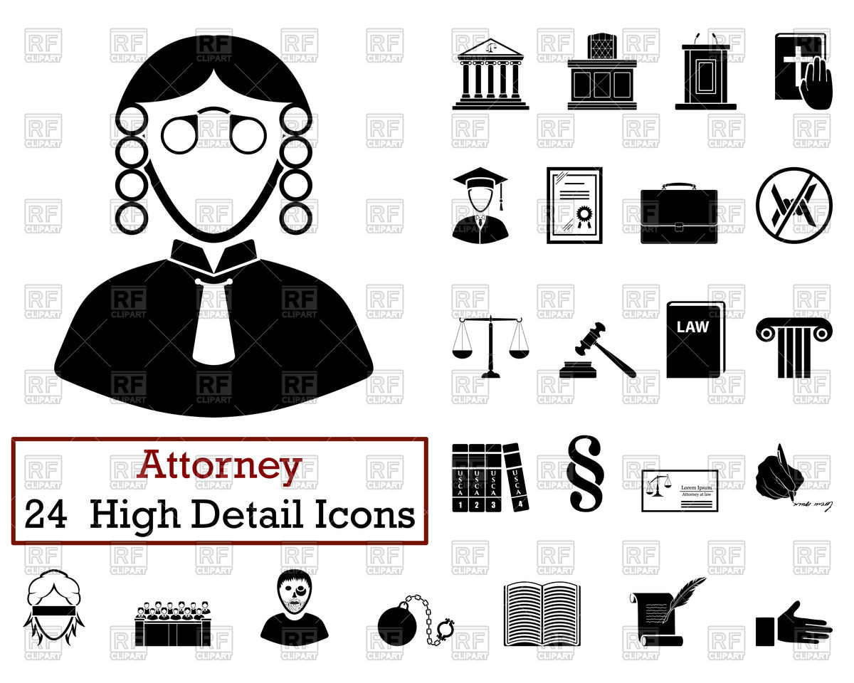 1200x960 Set Of Attorney Icons Vector Image Of Signs, Symbols, Maps