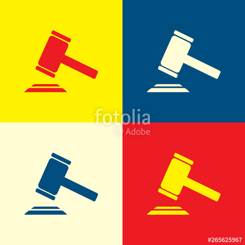 500x500 Auction Icon Yellow, Blue And Red Color Material Minimal Icon