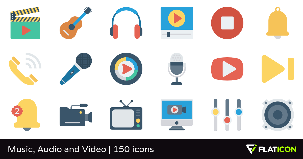 1200x630 Music, Audio And Video Free Icons