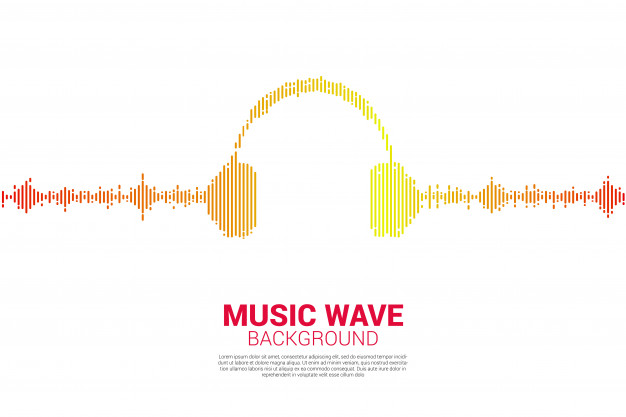 626x417 Audio Visual Headphone Icon With Pixel Wave Graphic Style Vector