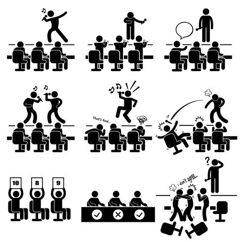490x490 Judges Audition Singing Performance Talent Show Stick Figure
