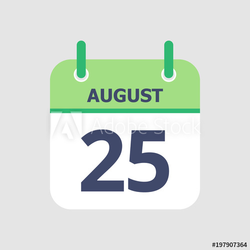 500x500 Flat Icon Calendar Of August Isolated On Gray Background