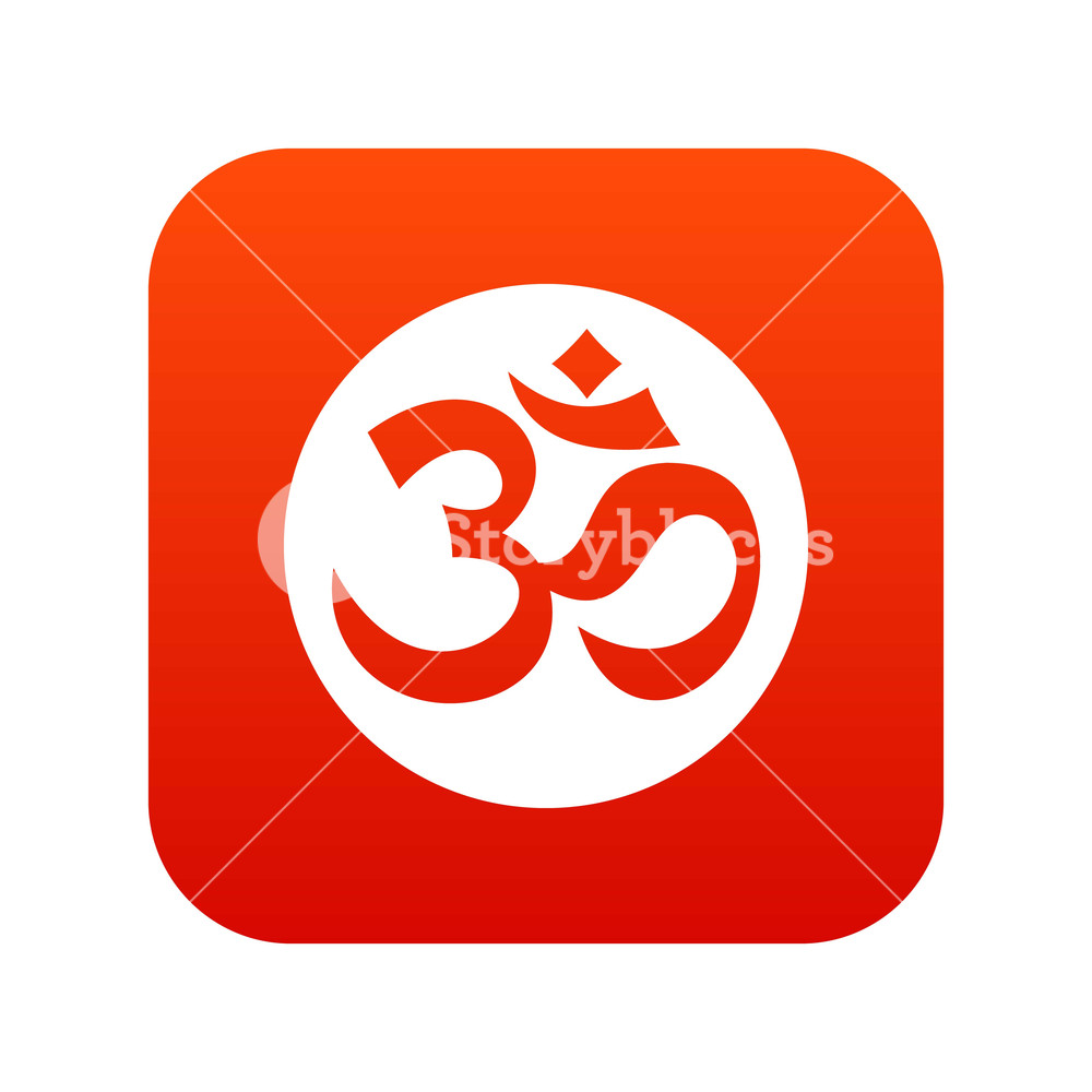 1000x1000 Symbol Aum Icon Digital Red For Any Design Isolated On White