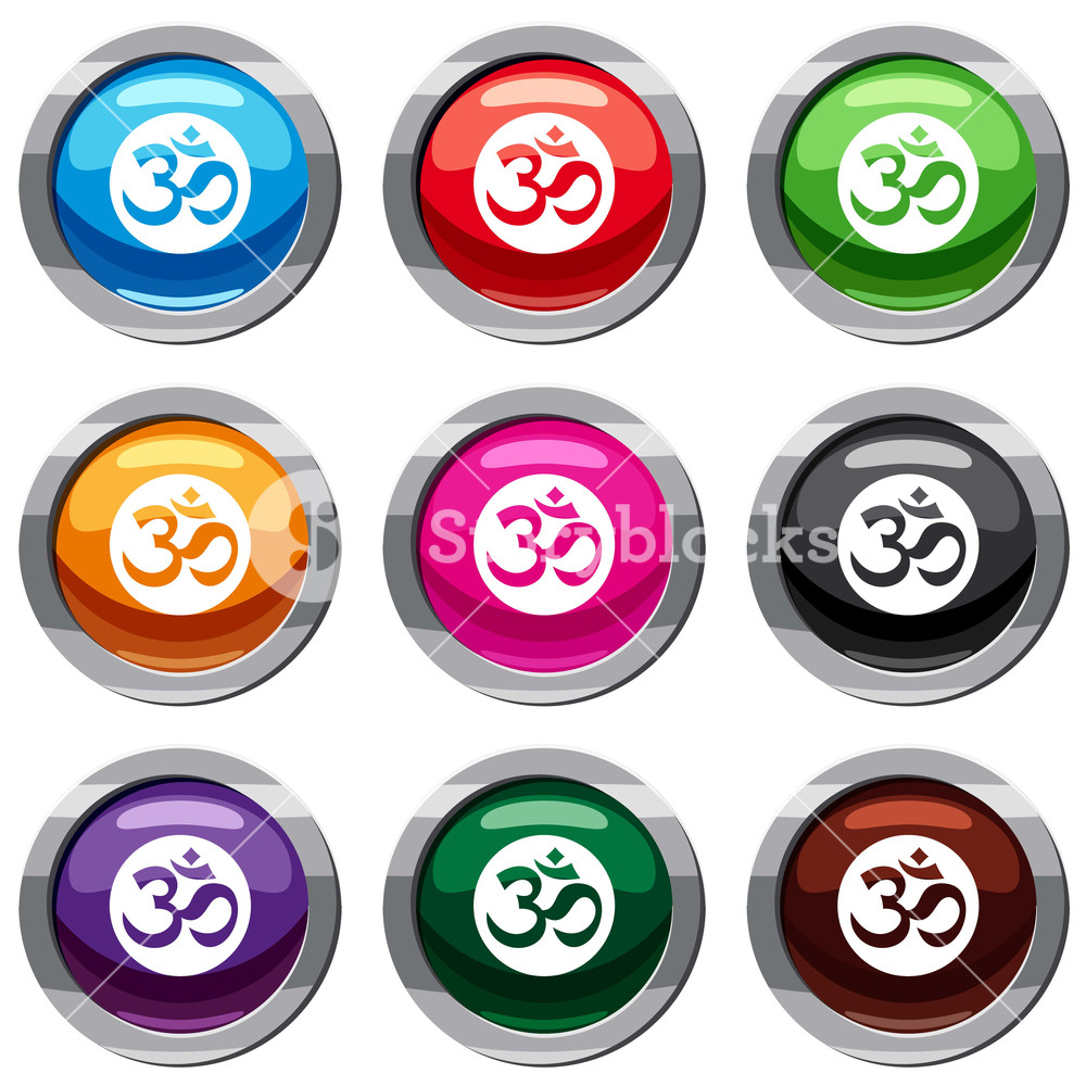 1000x1000 Symbol Aum Set Icon Isolated On White Icon Collection
