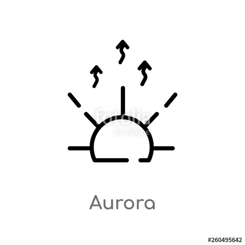 500x500 Outline Aurora Vector Icon Isolated Black Simple Line Element