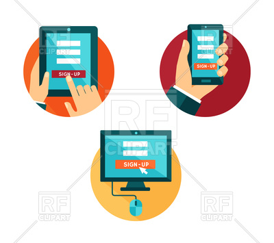 400x355 Sign In Form On Computer, Smartphone And Tablet Pc