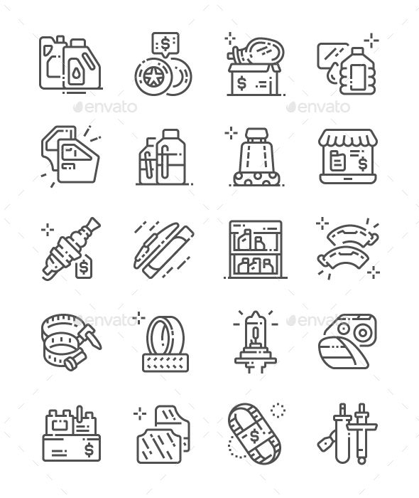 590x700 Car Parts Shop Line Icons Fully Customisable Set Of Icons
