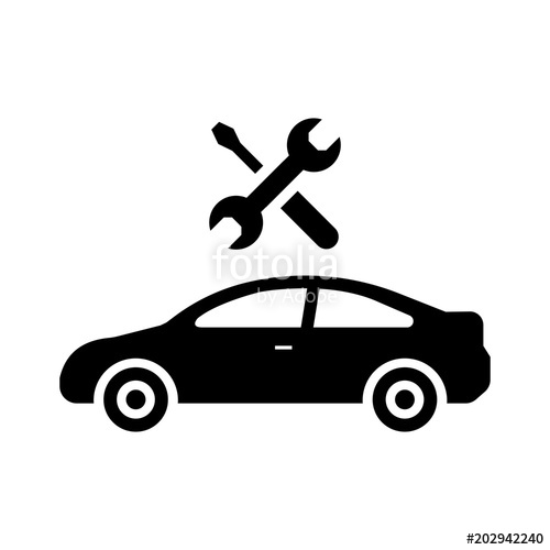 500x500 Car Service Sign Auto Repair Icon On White Web Button Vector