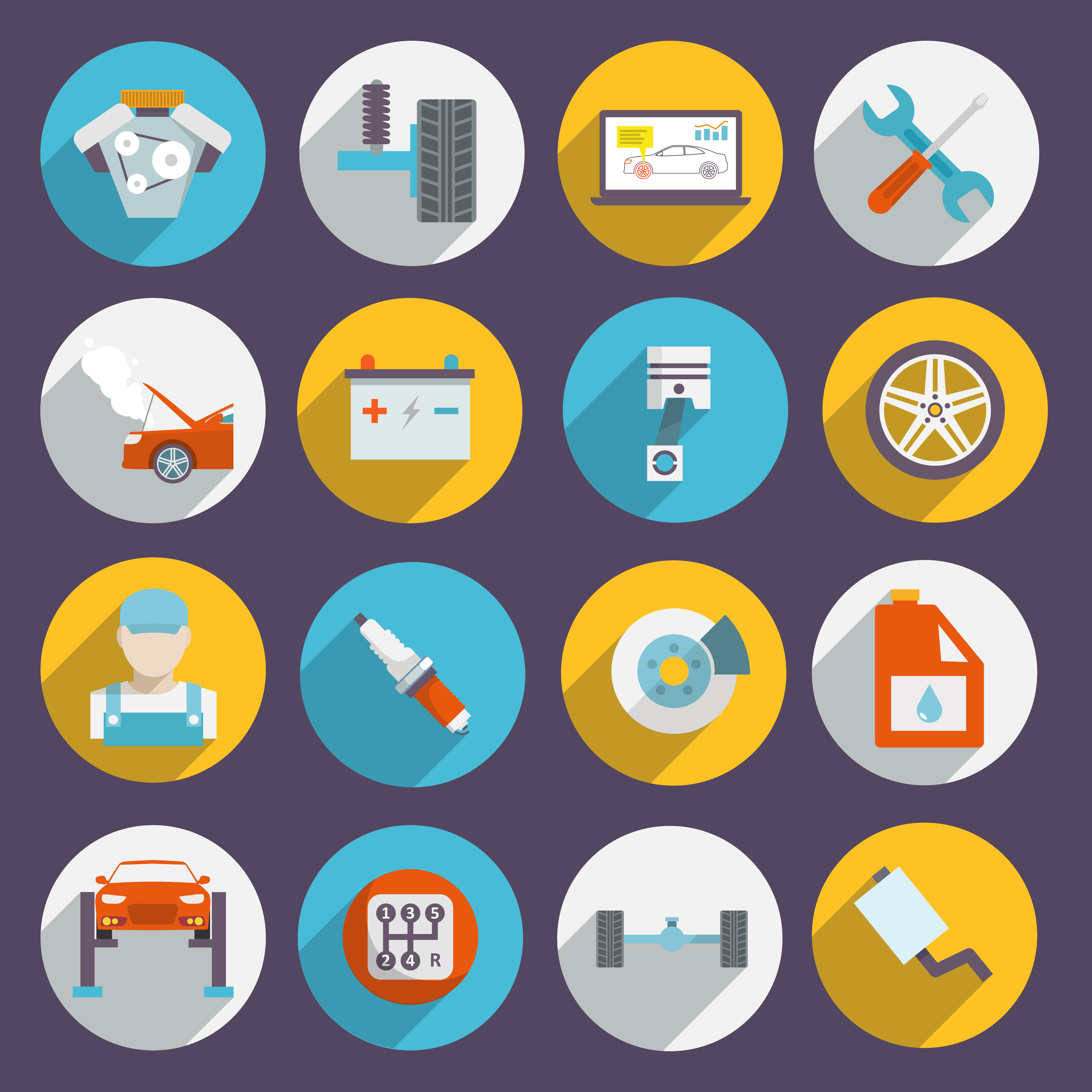 4500x4500 Auto Service Icons Flat