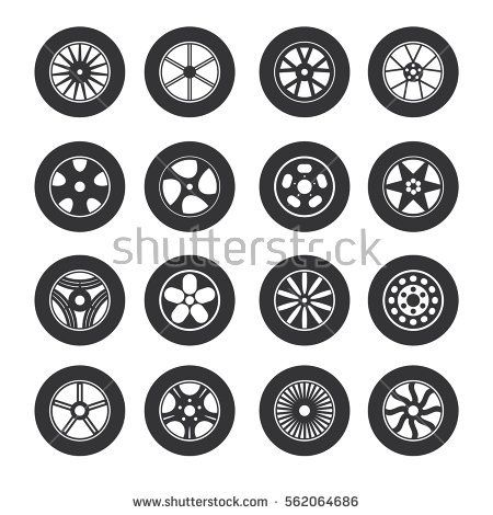 450x470 Black Tire Wheels Icon Set Design For Auto Service Or Shop Web
