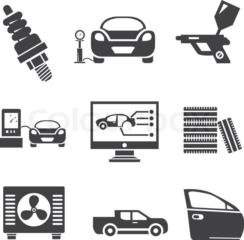 800x786 Garage Icons, Automotive Service Icons Stock Vector Colourbox
