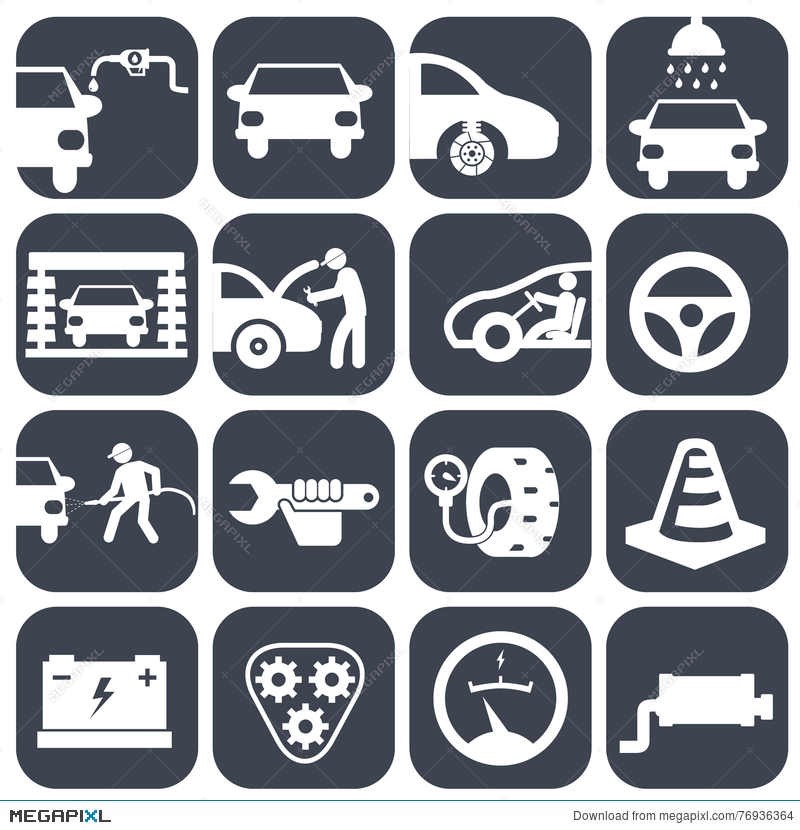 800x830 Vector Auto Car And Mechanic Icons Set Car Part Set Of Repair Icon