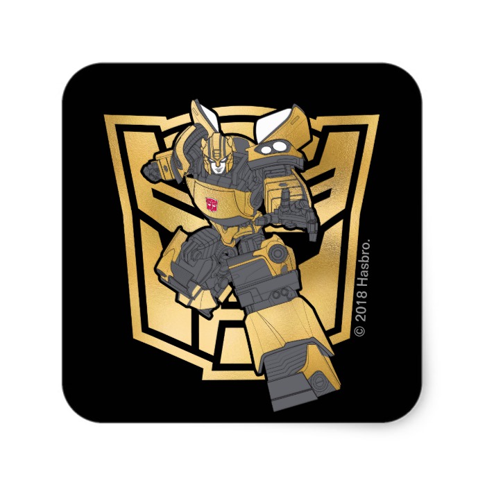 699x699 Transformers Bumblebee Gold Autobot Symbol Square Sticker