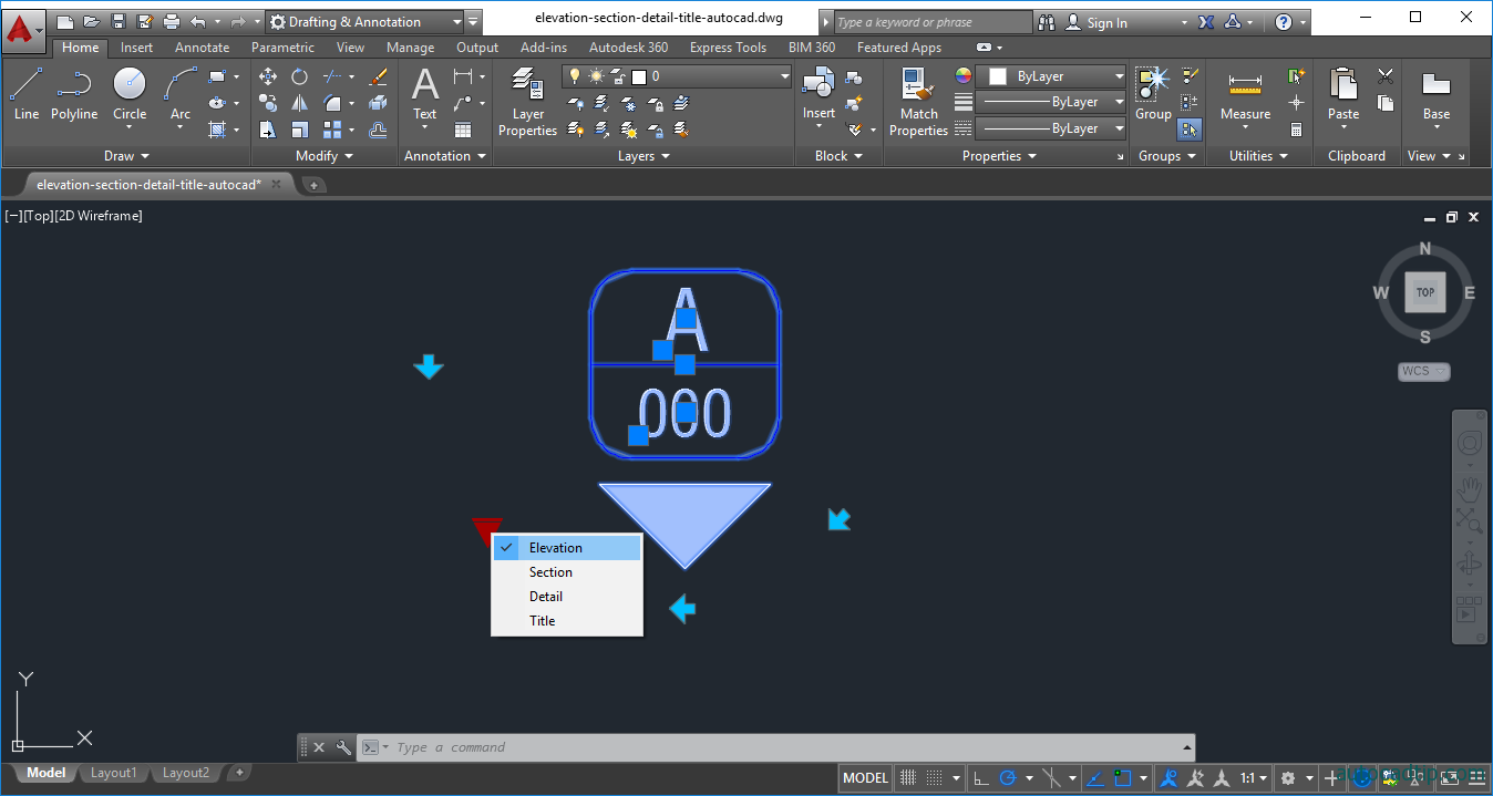 1348x719 Download Elevation, Section, Detail, Title Symbol Autocad